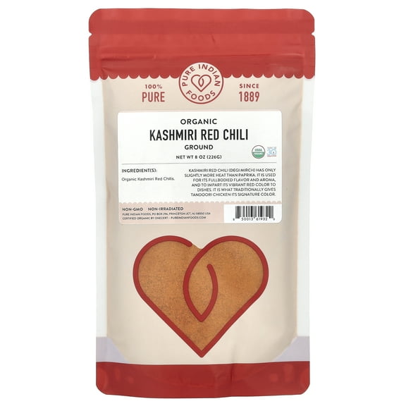 Pure Indian Foods Organic Kashmiri Red Chili, Ground, 8 oz (226 g)