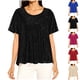 thumbnail image 1 of RKSTN Women's Oversized Sequin T Shirts Summer Sparkly Glitter Crewneck Ruffled Short Sleeve Shirts Pullover Top Womens Casual Solid Plus Size Round Neck Loose Double Layer Shimmer Effect Tee Shirt, 1 of 9