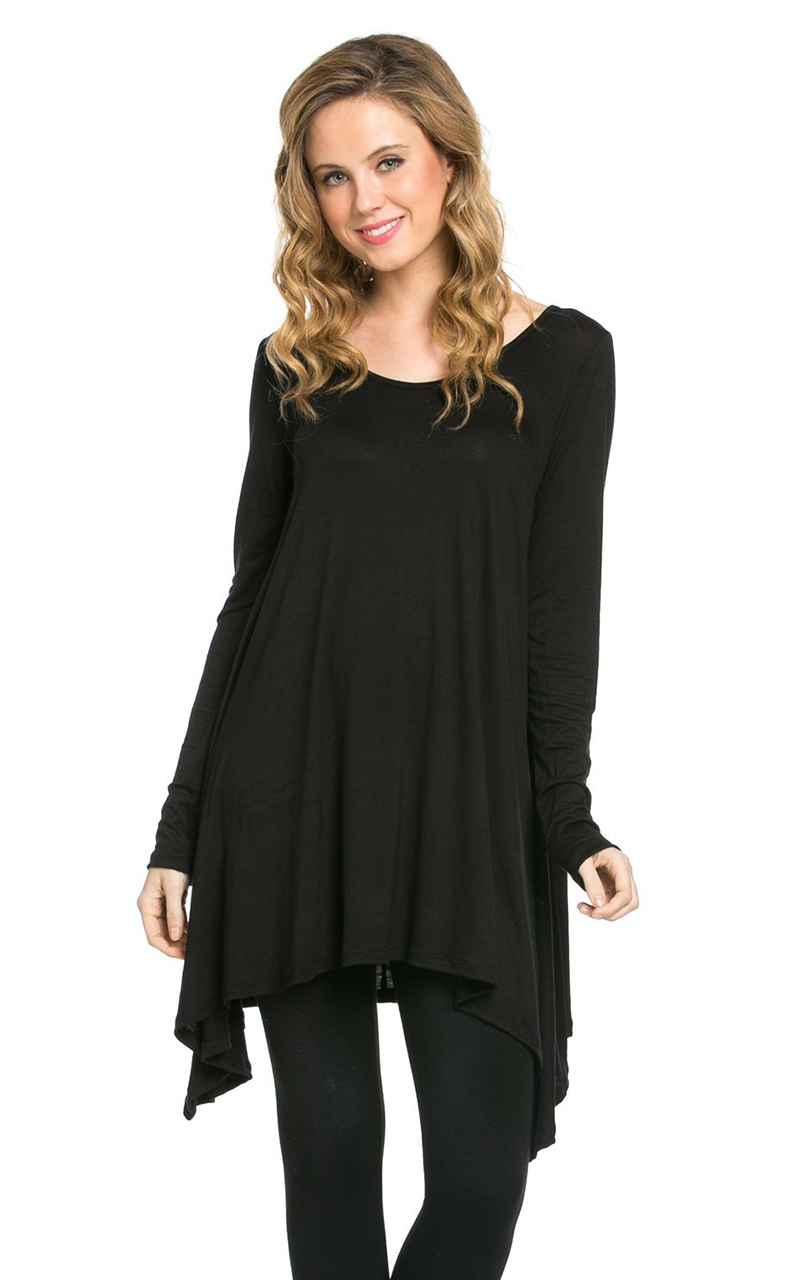 Vivian's Fashions Top Hankerchief Hem, Long Sleeve