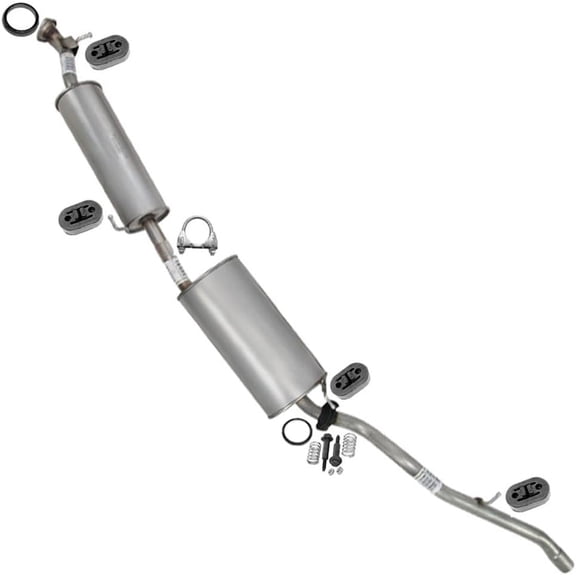 Northeastern Exhaust Muffler Assembly & Tail Pipe with Hangers Fits 2003-2011 Honda Element 2.4L - Direct Fit | Stainless Steel System Kit
