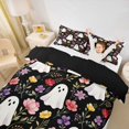thumbnail image 2 of Homewish Halloween Ghost Duvet Cover Queen for Kids Girls, Wildlife Autumn Floral Queen Bedding, Black Reversible, 3-Piece, 1 Duvet Cover and 2 Pillowcases, 2 of 6