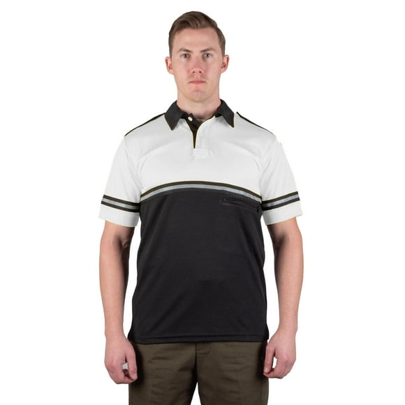 First Class Chemise de Vélo Patrouille Bicolore avec Rayures Réfléchissantes et Poche Zippée (Blanc et Noir) (Grand)