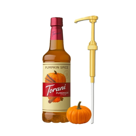 Torani Puremade Pumpkin Spice Flavouring Syrup, 25.4 fl oz Bottle   Gold Pump