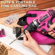 ThinkLearn Pink Cordless Drill Set, 20V Lithium-ion Power Drill Set for Women with 67Pcs Drill Driver Bits, 3/8