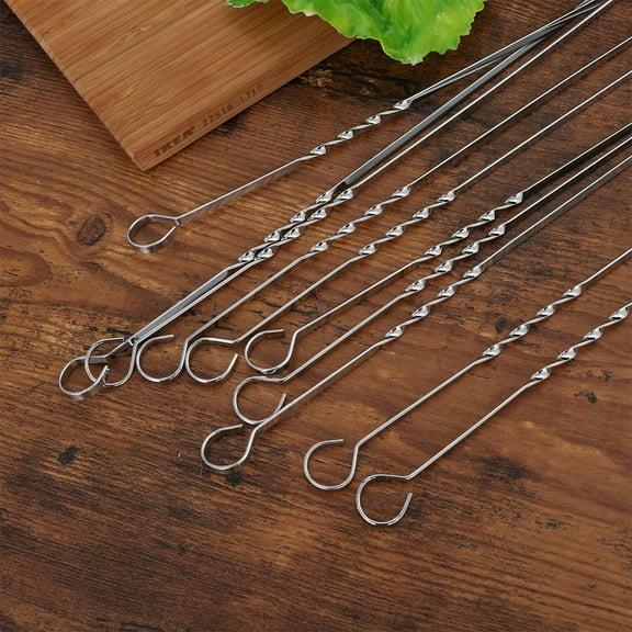 GOOHOCHY 20Pcs Stainless Steel BBQ Sticks Metal Grill Skewers Non Stick Barbecue Skewers Kabob Skewers