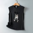 thumbnail image 4 of Camiseta sin mangas con cuello redondo y estampado de gato para mujer Pompotops  lopia991105, 4 of 9
