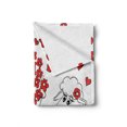 thumbnail image 2 of Valentine Soft Flannel Fleece Blanket, Lover Goats Bunch of Heart Bouquet Valentines Honeymoon Wedding Caricature Graphic, Cozy Plush for Indoor and Outdoor Use, 60" x 80", Red White, by Ambesonne, 2 of 6