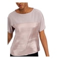 thumbnail image 3 of ALFANI Womens Ivory Metallic-panel Short Sleeve Scoop Neck T-Shirt Size: XL, 3 of 4