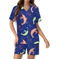 thumbnail image 1 of PRIYAL Colorful Shrimp Seamless Pattern Silk Women Pajama Set Short Sleeve Comfy Pjs Sets 2 Piece Lounge Set, 1 of 5