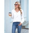 thumbnail image 2 of Womens Dressy Casual Blouse Business Long Sleeve Tops Ruffle V Neck Work Shirt 2025 White M, 2 of 8