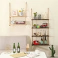 thumbnail image 5 of Wooden Floating Shelves for Wall Plant Flower Wood Swing Hanging Rope Storage Home Living Room Decor 1/2/3-tier, 5 of 9