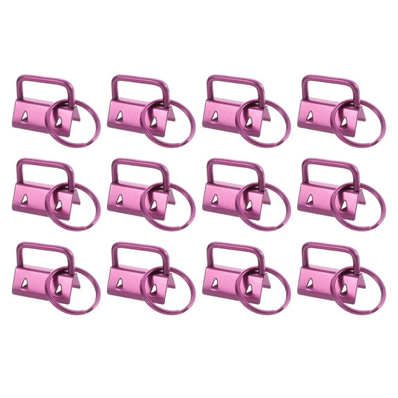 12Pack 25mm/ 1-inch Key Fob Hardware with Keychain Ring for Bag Webbing Wristlets, Pink