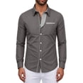 thumbnail image 3 of Daiosportswear Men's Casual Long Sleeve Dress Shirts Business Slim Fit Beach Yoga Shirt Button-Down Collar Blouse with Pockets Gray XS, 3 of 6
