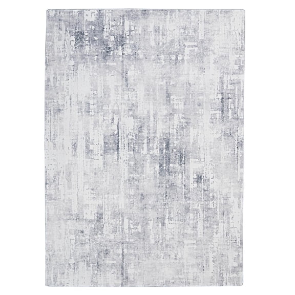 Linon Motif Printed Faux Rabbit Ivory 5' X 7' Rectangle Area Rug RUGPR0957