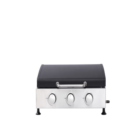 BOFANG 3-Burner Gas Grill, 28650 BTU, Black and Silver, Teppanyaki & BBQ Combo