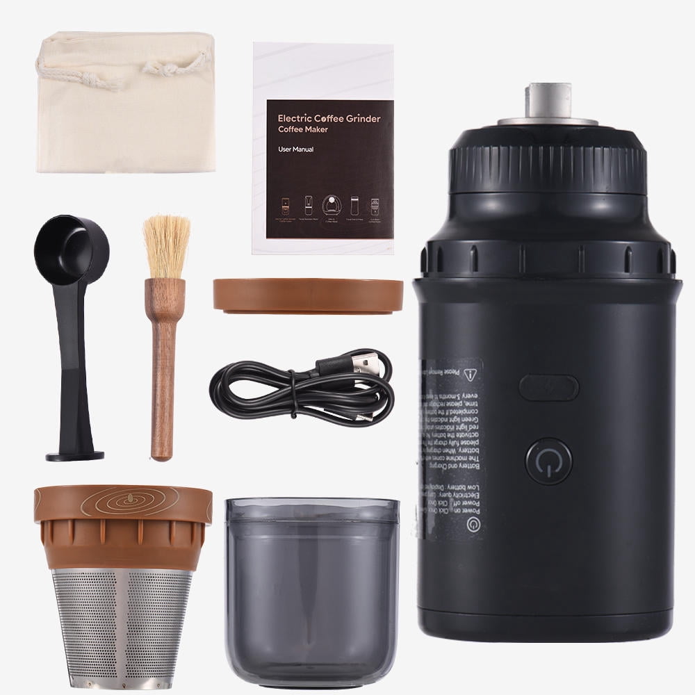 Yajisi Electric Burr Coffee Grinder 25 Gears Adjustable 24W Portable USB Rechargeable Mill with Stainless Steel Core, Cleaning Brush for Espresso French Press Drip Coffee, Black (7.91 x 3.14 inches)