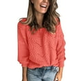 thumbnail image 2 of Sanbonepd Womens Sweaters Crewneck Long Sleeve Hollow Knit Sweater Solid Color Loose Pullover, 2 of 5