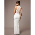 thumbnail image 2 of White Sleeveless High-Neck Lace Sheer Asymmetrical Maxi Dress For Women Elegant Evening Party Dress, 2 of 7