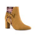 thumbnail image 1 of BLISSFUL STEP Women's Pointed Toe Plaid Block Heels Ankle Boots Brown 9, 1 of 8