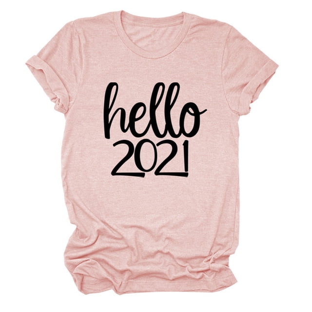 Hauts d'Été pour Femmes Grande Taille en Liquidation Hauts pour Femmes 2021 Col Rond Manches Courtes T-Shirt à Imprimé de Lettres Blouse Décontractée Basique T-Shirt à Col en V pour Femmes en Liquidation