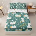 thumbnail image 2 of Manfei Funny Cat Zipper Twin Comforter Sets with Fitted Sheet and 2 Pillowcases, Kawaii Pet Animal Zipper Bedding Set, Teal Green, Polkadot Reversible, 4pcs, 2 of 7