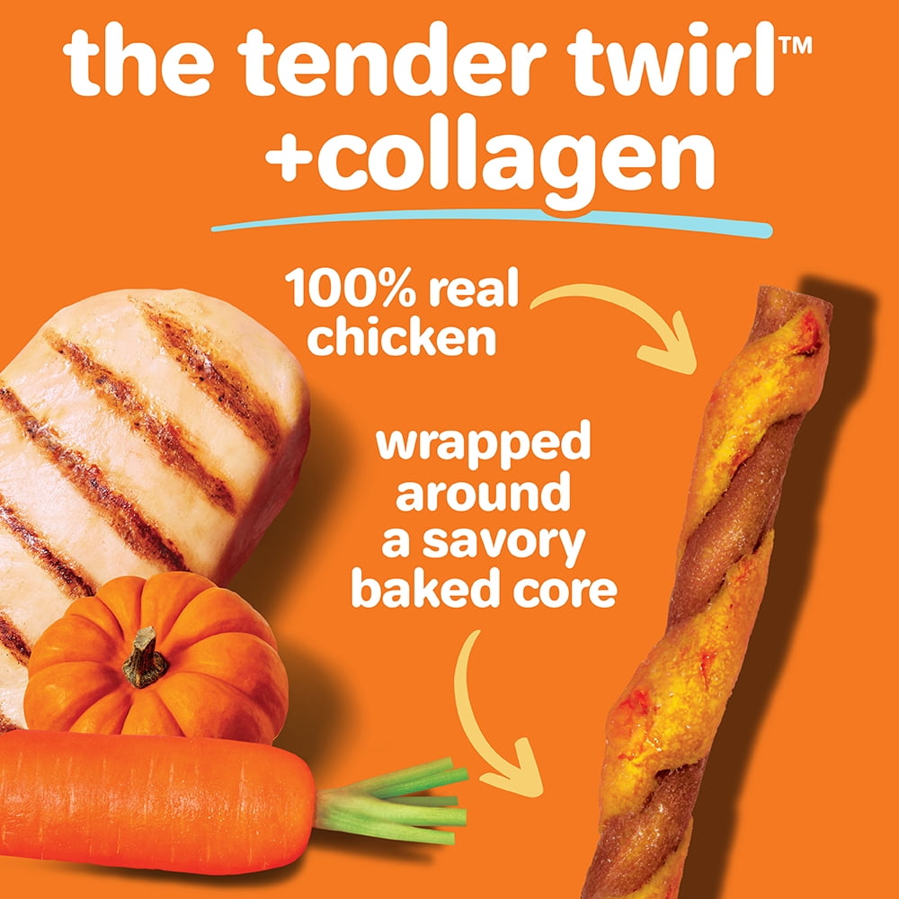 Hartz Oinkies Chickentastic Tender Twirls + Collagen Dog Treats, 9.5 oz (20 Count)