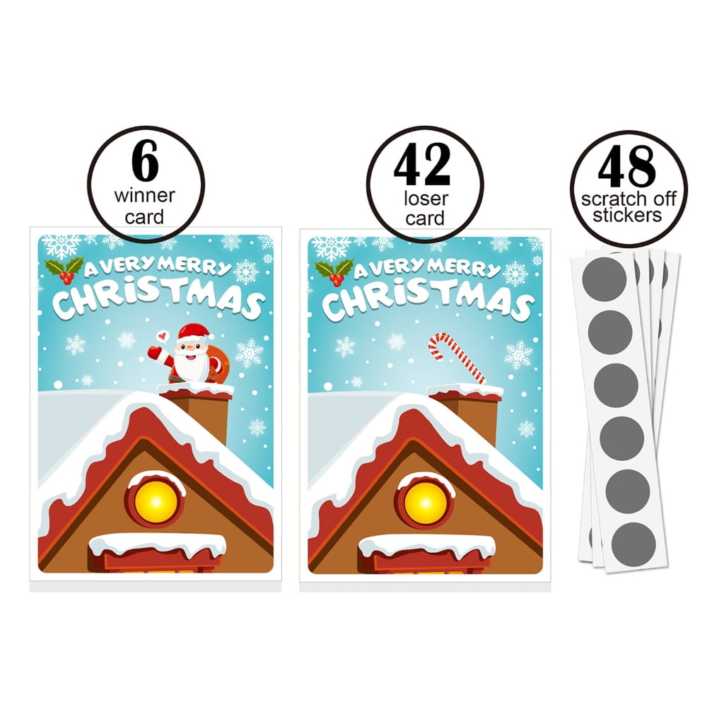Christmas Party Games Stickers Scratch Off Game for Kid Holiday Christmas Party Favor Supplies Festive Raffle Tickets