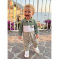 thumbnail image 6 of RUINIXCW Newborn Baby Boy Spring Fall Winter Clothes 0 3 6 9 12 18 Months Waffled Romper One Piece Outfit Long Sleeve Stripe Patchwork Collared Jumpsuits, 6 of 9