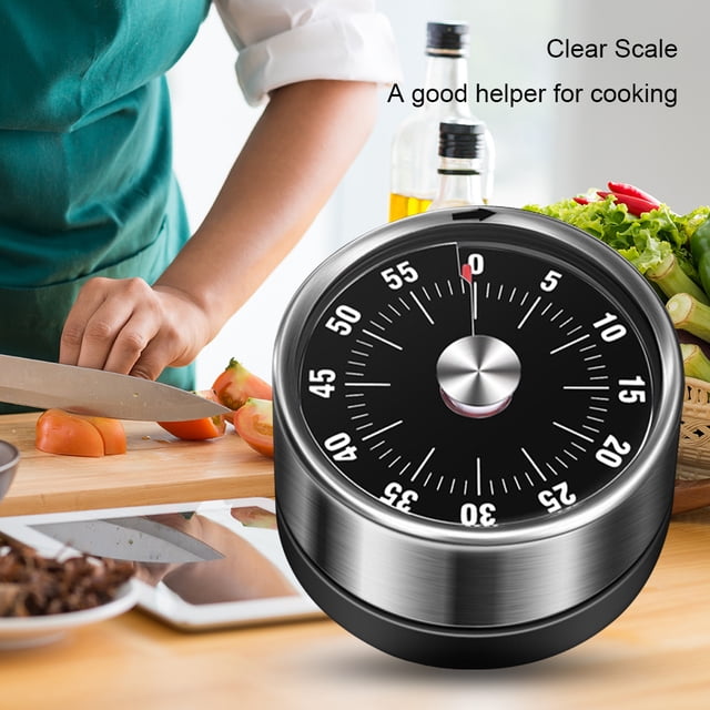 Reloj mecánico de cocina con temporizador de acero inoxidable de 60 minutos para lectura/oficina