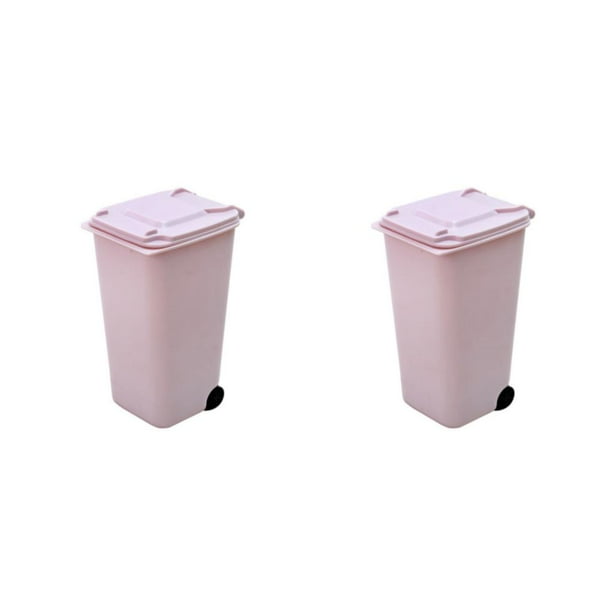Advancent Cubos de basura con ruedas de amplia aplicación: construcción resistente para un bote de basura de escritorio fácil de limpiar, rosa Rosa claro 2Conjunto