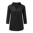 thumbnail image 3 of LYXSSBYX Sweatshirts for Women Loose Fit Women Casual V Neck Pullover Long Sleeve Solid Color Shirt Blouse Tops, 3 of 7