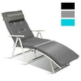 Costway Outdoor Folding Chaise Lounge Chair w/Cushion Gray