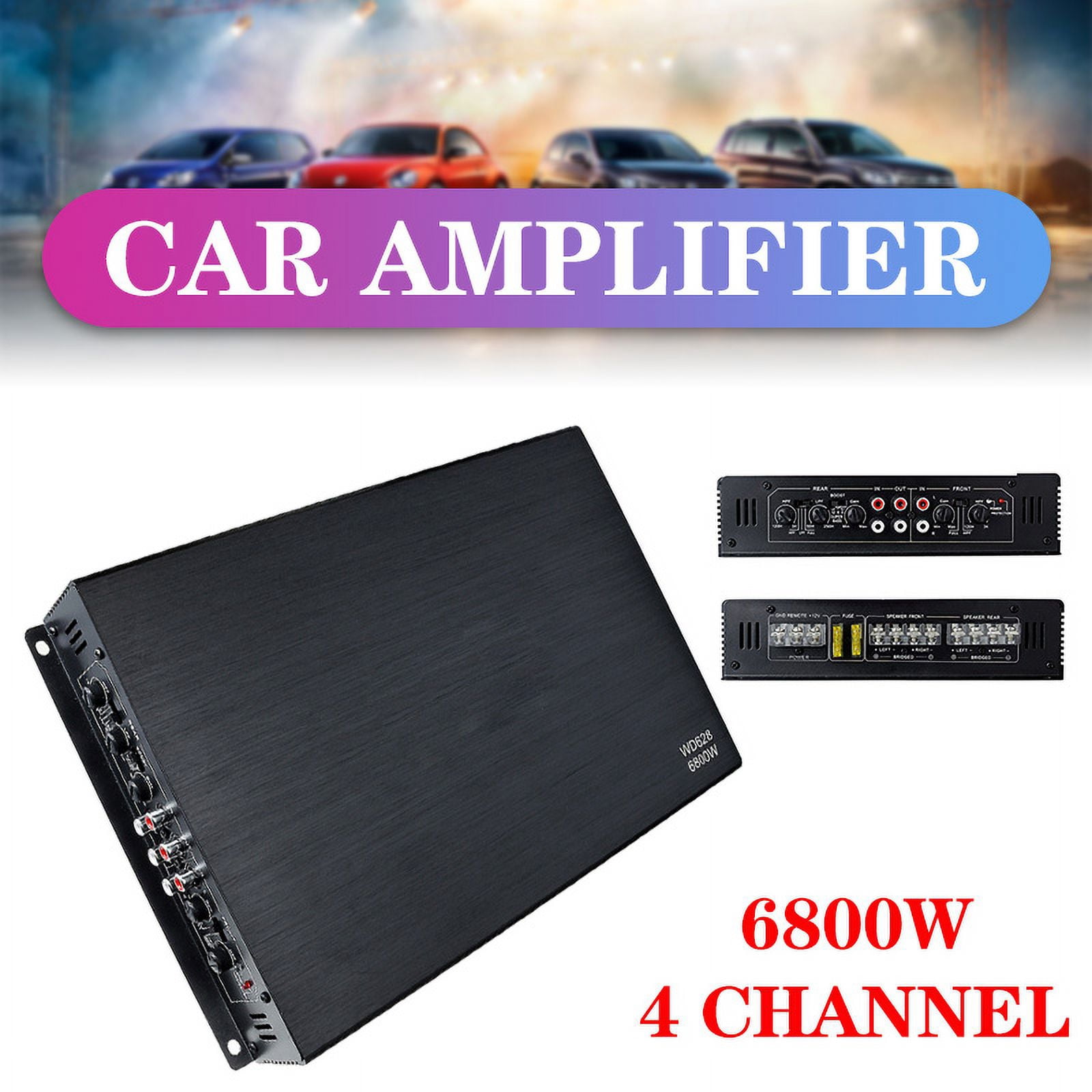 4 Channels Car Sound Amplifiers DC 12V 6800W Max Class A/B Home Subwoofer Stereo Bass Speaker Automotive Amplifiers ,Super Compatibility
