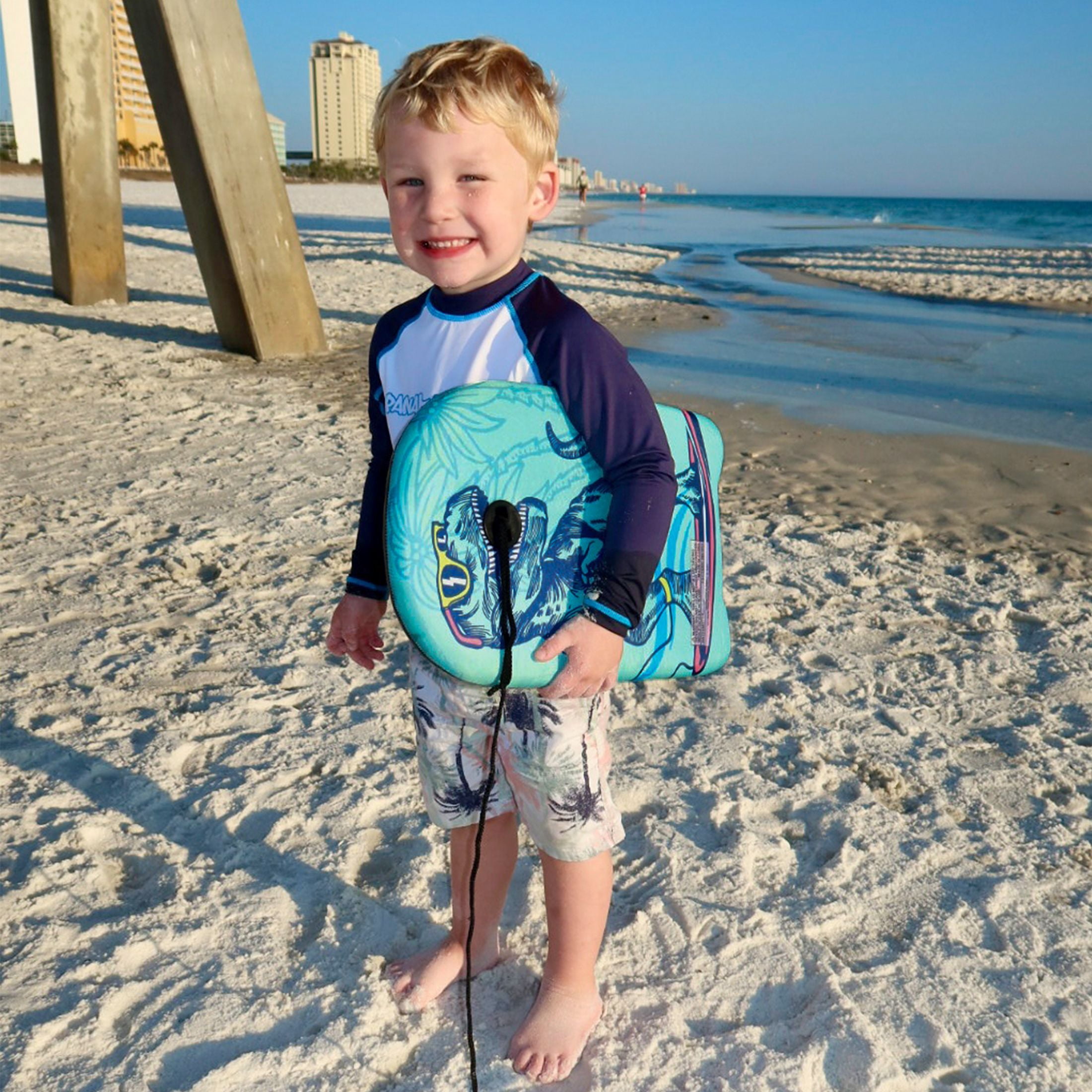 Bluewater Beach 18" Foam Bodyboard Ages 3+, Surfing Dino Print
