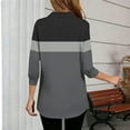thumbnail image 5 of MaFYtyTPR Women's 3/4 Sleeve Top Color Blocking Simplicity Casual Lapel Collar Loose Trendy Blouse Z-Gray XXL, 5 of 5