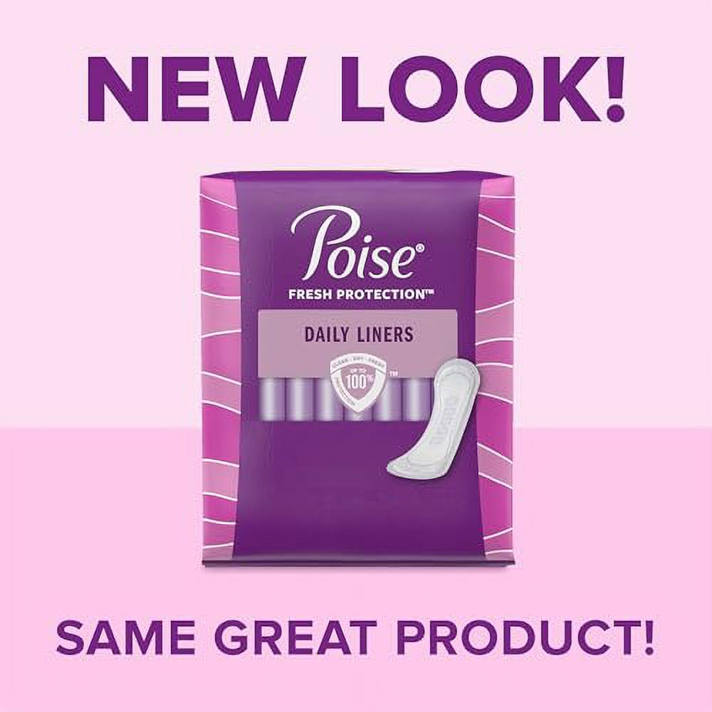 Poise Daily Incontinence Panty Liners, 2 Drop Very Light Absorbency, Long, 264 Count (6 Packs of 44 Pantiliners), Packaging May Vary