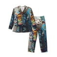 thumbnail image 1 of Fotbe Whimsical Goat Artist Pijama de Hombre con Estampado de Manga Larga, Conjunto de 2 Piezas, Ropa de Dormir Suave y Cómoda con Bolsillos-Medium, 1 of 7