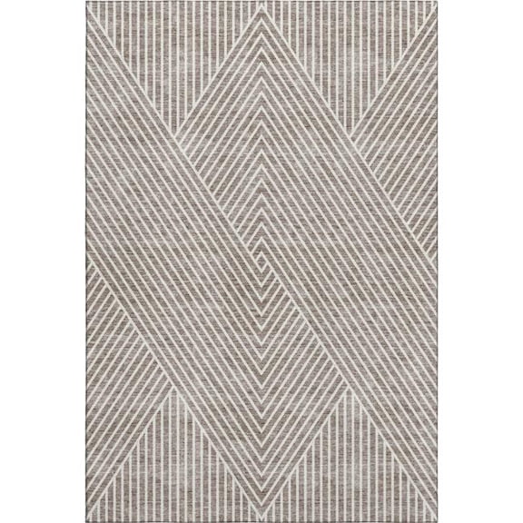 HomeRoots 674669 9 x 12 ft. Taupe & Ivory Geometric Transitional Washable Machine Made Rectangle Area Rug with UV Protection