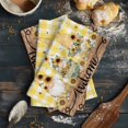 thumbnail image 6 of Gnomes Sunflower Kitchen Towels Set of 2, Water Absorbent Dish Towel, Yellow Checkered Pastoral Botanical Wooden Decorative Hand Towels - Quick Drying Cloth for Cooking Baking, 18x28 Inch, 6 of 8