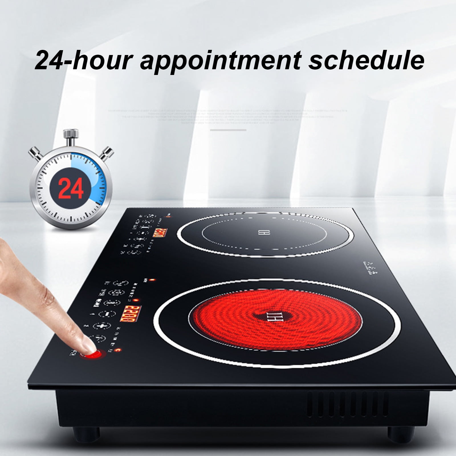 DERCLIVE Electric Ceramic Stove Induction Cooktop, Electric Stove 2 Burner Electric Burner Countertop Infrared Induction Cooker Home Cooktop Cooking Furnace