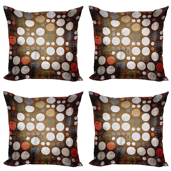 Ambesonne Vintage Throw Pillow Cover 4 Pack, Grunge Murk Elements, 18", Multicolor