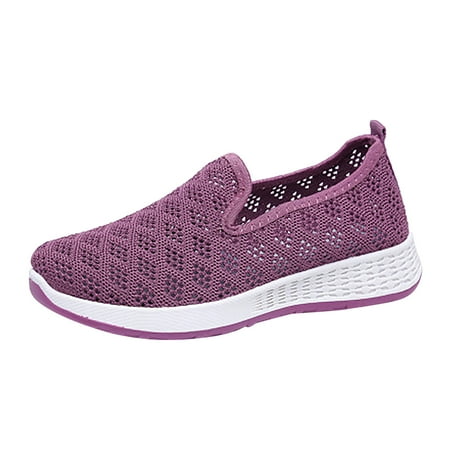 

Hinvhai Clearance Sport Shoes for Women Women s Breathable Wedges Slip-on Walking Sneakers Loafers Shoes Purple 7.5(38)