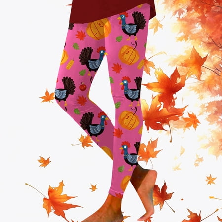 Thanksgiving Turkey Pumpkin Wheat Print High Waisted Tight Fitting Sports Leggings For Women Petite Leggings for Women Petite Length Leggings Shiny Short Leggings Womens Workout Leggings with Pockets