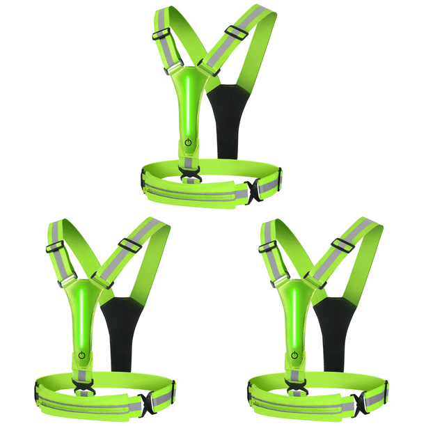 Chaleco Reflectante LED Equipo para Correr 3 Modos Mujeres Hombres () Verde