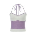 thumbnail image 2 of Qiylii Halter Neck Crop Cami Top Knitted Printed Tank Tops Tee Y2k Sleeveless Strappy Summer Shirts Streetwear, 2 of 9