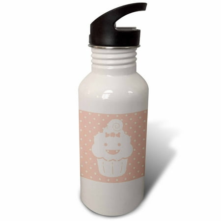 

3dRose Happy Cupcake with Polka Dots - Cute and Adorable - Kawaii Sports Water Bottle 21oz