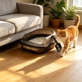 thumbnail image 6 of HWRETIE Semi Enclosed High Sided Cat Litter Box Splash Proof Open Top Design Spacious Cat Toilet for Cats Under 10 Pounds Easy Clean Indoor Litter Tray, 6 of 6
