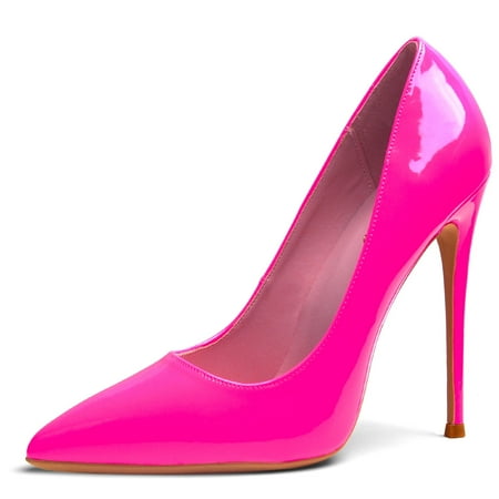 

Zhabtuc Women s Classic Slip On Heels Sexy Pointed Toe Pumps Stiletto Pumps Party Dress Shoes Pink Size 8.5