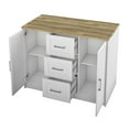 thumbnail image 3 of Twin Star Home 48" Traditional Kitchen Island with Butcher Block Top, Brilliant White, 3 of 8