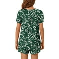 thumbnail image 5 of Bxsruta Pajamas Set for Women, Women's Printed Round Neck Short Sleeve Top and Shorts Lounge Set, Soft Polyester Home Wear, Casual Daily Pajama Outfit, 5 of 7